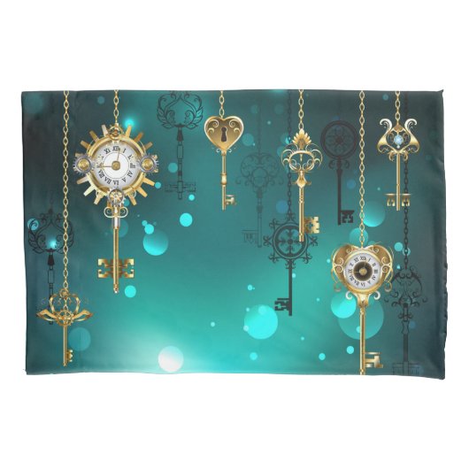 Housse D'oreillers Skeleton Keys on Green Background (devant)