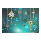 Housse D'oreillers Skeleton Keys on Green Background (devant-Droit)