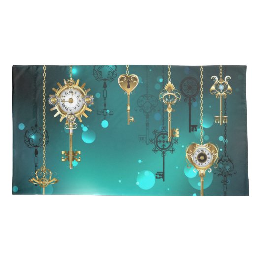 Housse D'oreillers Skeleton Keys on Green Background (Dos)