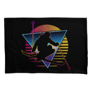 Housse D'oreillers Ski Vintage de neige 80s