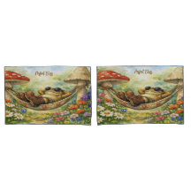 Sleeping Toad and Mushrooms Pillowcase Set 