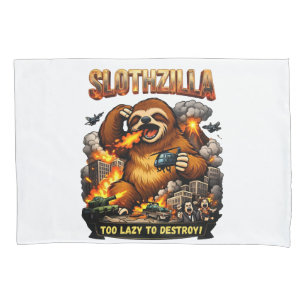 Housse D'oreillers Slothzilla Trop Paresseux pour Détruire, Drôle de 