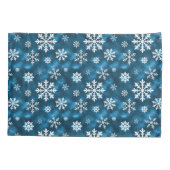 Housse D'oreillers Snowflake Pattern On Wintery Blue Background (Dos-gauche)