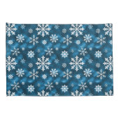 Housse D'oreillers Snowflake Pattern On Wintery Blue Background (Dos-Droit)