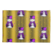 Housse D'oreillers Snowman violet à Noël d'or (Dos)