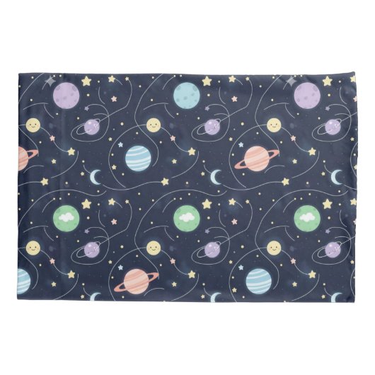 Housse D'oreillers Solar System Planets Seamless Pattern (Dos-gauche)
