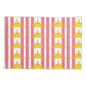 Housse D'oreillers Soleil jaune orange sur bandes roses (Dos-gauche)