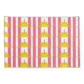 Housse D'oreillers Soleil jaune orange sur bandes roses (Dos-Droit)