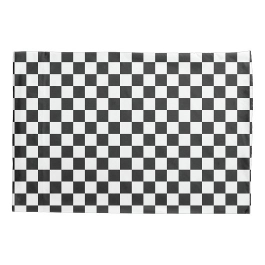 Housse D'oreillers Sophisticated Black and White Checkered Pattern (Dos)