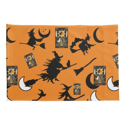 Housse D'oreillers sorcière assistant chatte lune bloomstick (Dos-Droit)