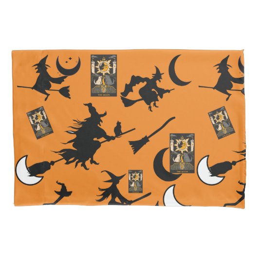 Housse D'oreillers sorcière assistant chatte lune bloomstick (devant-gauche)