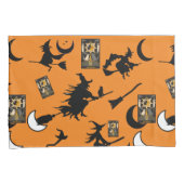 Housse D'oreillers sorcière assistant chatte lune bloomstick (devant-Droit)