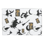 Housse D'oreillers sorcière assistant chatte lune bloomstick (devant-gauche)