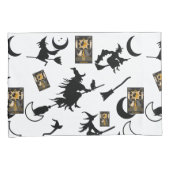 Housse D'oreillers sorcière assistant chatte lune bloomstick (devant-Droit)
