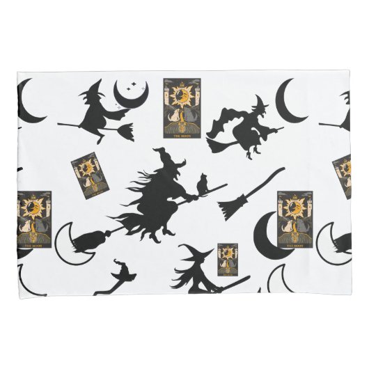 Housse D'oreillers sorcière assistant chatte lune bloomstick (devant-Droit)