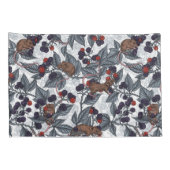 Housse D'oreillers Souris et mûres sur blanc (Dos-Droit)