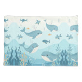 Housse D'oreillers Sous la mer Baleines et poissons (Dos)