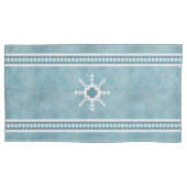 Housse D'oreillers Southwest Winter Snowflakes & Pine Trees Bleu (devant-gauche)