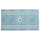 Housse D'oreillers Southwest Winter Snowflakes & Pine Trees Bleu (devant-Droit)