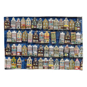 Housse D'oreillers souvenirs hollandais, scène de rue à Amsterdam.