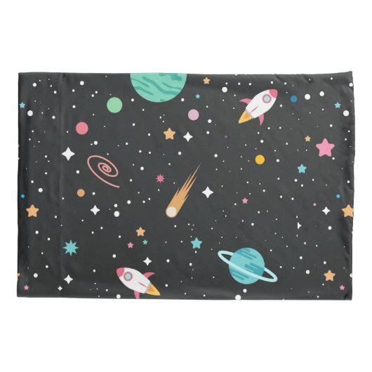Housse D'oreillers Space Rocket Ships et Stars (Dos-gauche)