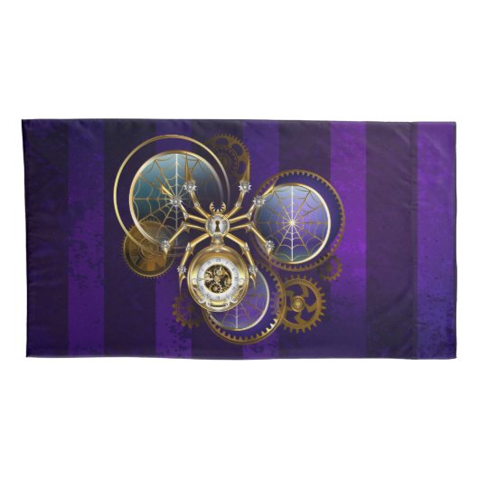 Housse D'oreillers Spider Steampunk sur Arrière - plan pourpre (Dos-Droit)