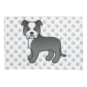 Housse D'oreillers Staffie noir et blanc Chien de dessin animé mignon