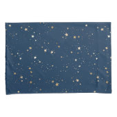 Housse D'oreillers Star d'or sur le Motif de nuit bleu (devant-Droit)
