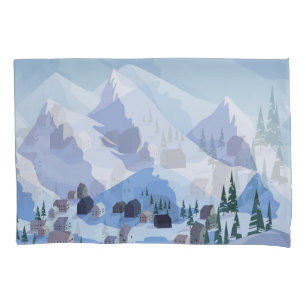 Housse D'oreillers Station de ski : Paysage de montagne Vintage