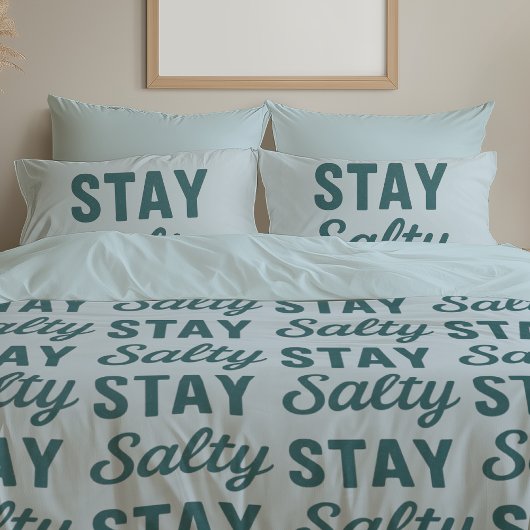 Housse D'oreillers Stay Salty - Reversible Coastal Teal Ocean Print