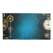 Housse D'oreillers Steampunk Arrière - plan turquoise avec Gears (Dos-Droit)