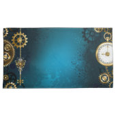 Housse D'oreillers Steampunk Arrière - plan turquoise avec Gears (devant-Droit)