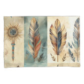 Housse D'oreillers Stick de médecine des plumes tribales Aztec (devant-Droit)
