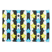 Housse D'oreillers Striped Blue Yellow Stars Pattern Design (Dos)