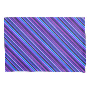 Housse D'oreillers stripes en bleu et purple