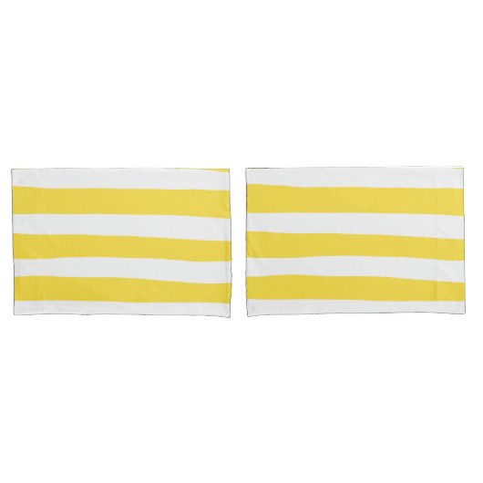 Housse D'oreillers Stripes inégales - Citron jaune et blanc (devant-Set)