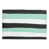Housse D'oreillers Stripes inégales - Mint vert, blanc et noir (Dos-gauche)