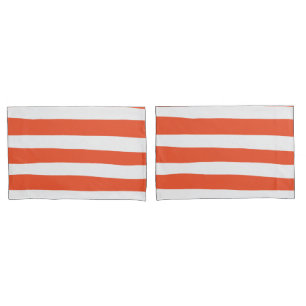 Housse D'oreillers Stripes inégales - Orange et blanc