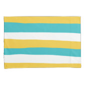 Housse D'oreillers Stripes inégales - Turquoise et Jaune (devant-Droit)