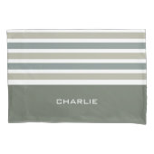 Housse D'oreillers Stripes Motif monogramme personnalisé pilotis (devant)