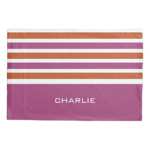 Housse D'oreillers Stripes Motif monogramme personnalisé pilotis