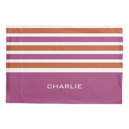 Housse D'oreillers Stripes Motif monogramme personnalisé pilotis (Dos)