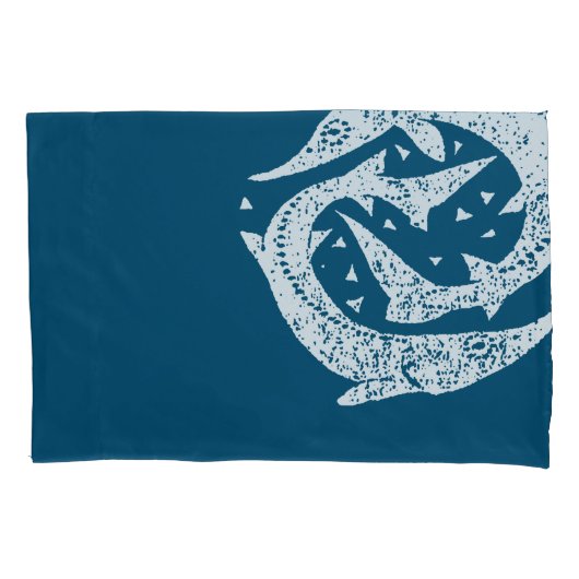 HOUSSE D'OREILLERS STURGEON STURGEON WOODCUT ART (devant)