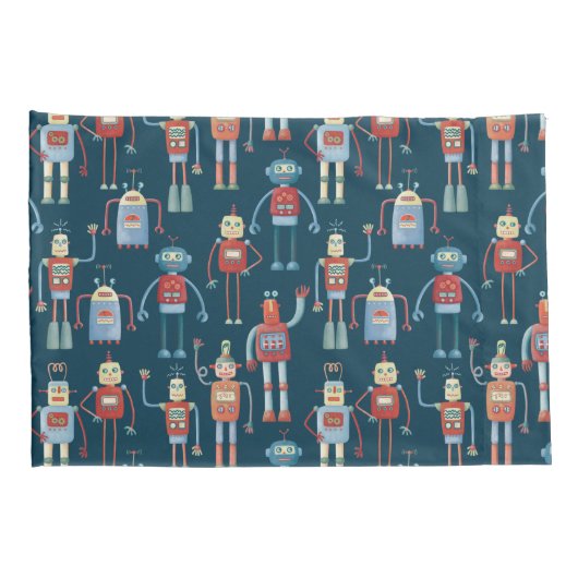 Housse D'oreillers Style années 1950 Retro Robot Motif (Dos-Droit)