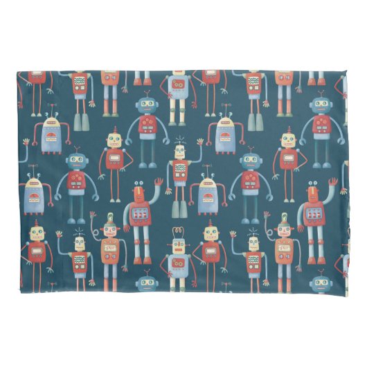 Housse D'oreillers Style années 1950 Retro Robot Motif (devant-gauche)