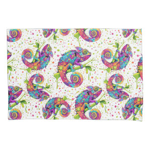 Housse D'oreillers Style d'aquarelle des teintures Chameleon