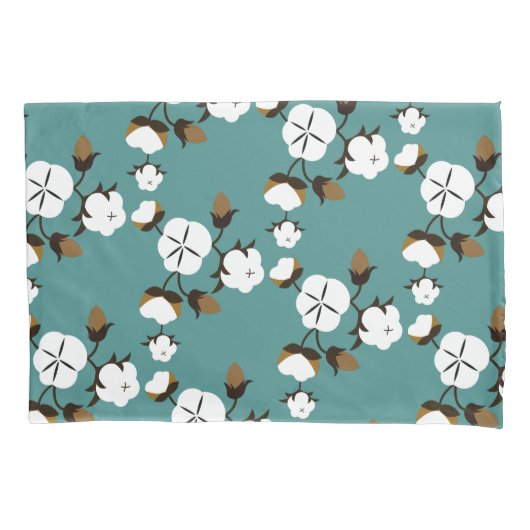 Housse D'oreillers Style Ferme Fleurs de coton modernes et Turquoise (devant-gauche)