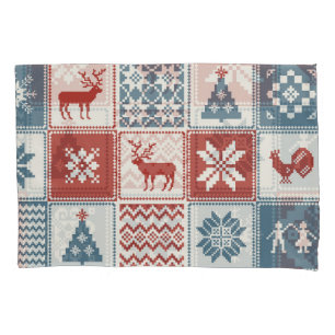 Housse D'oreillers Style Patchwork : Motif ornemental de Noël