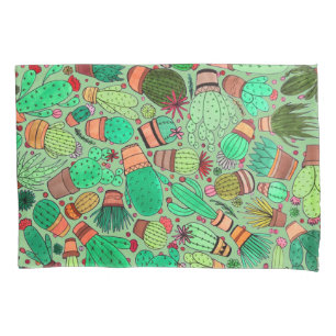 Housse D'oreillers Succulent Cactus Pots Plante Vert Cactus Jardin