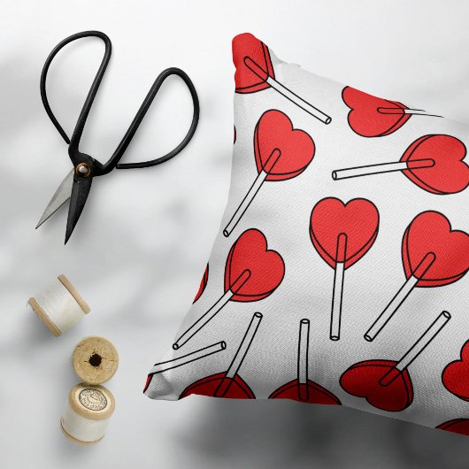 Housse D'oreillers Sucettes Rouges, Sucettes en Forme de Cœur, Motif